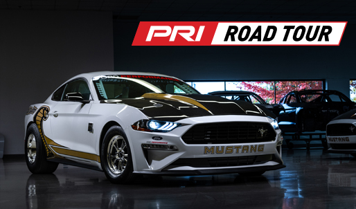 PRI Road Tour logo, Ford Mustange