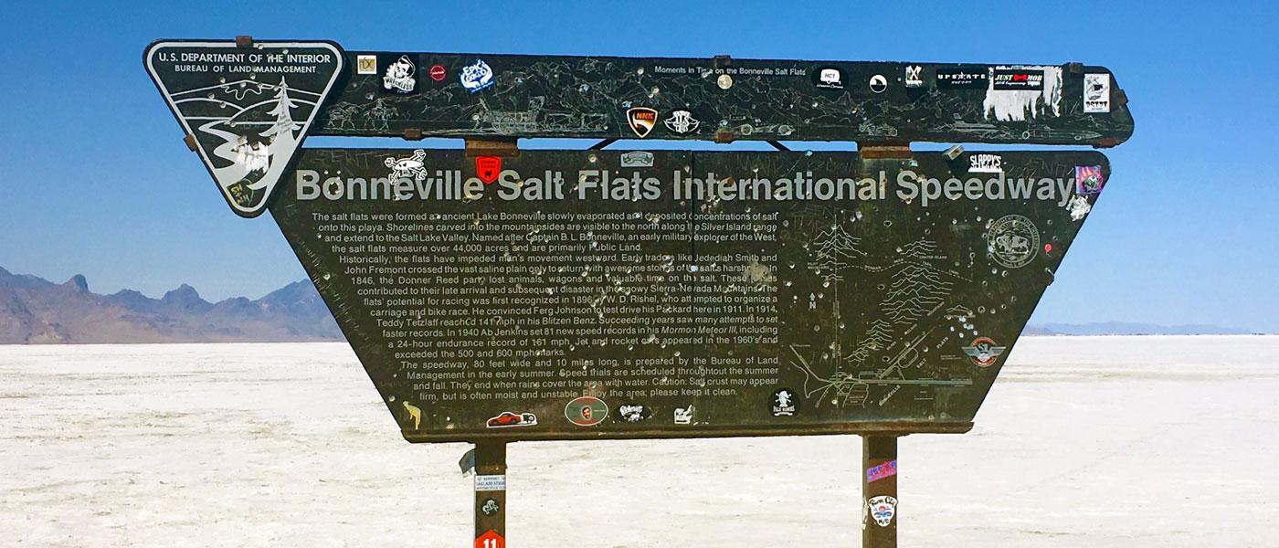 Bonneville Salt Flats International Speedway sign