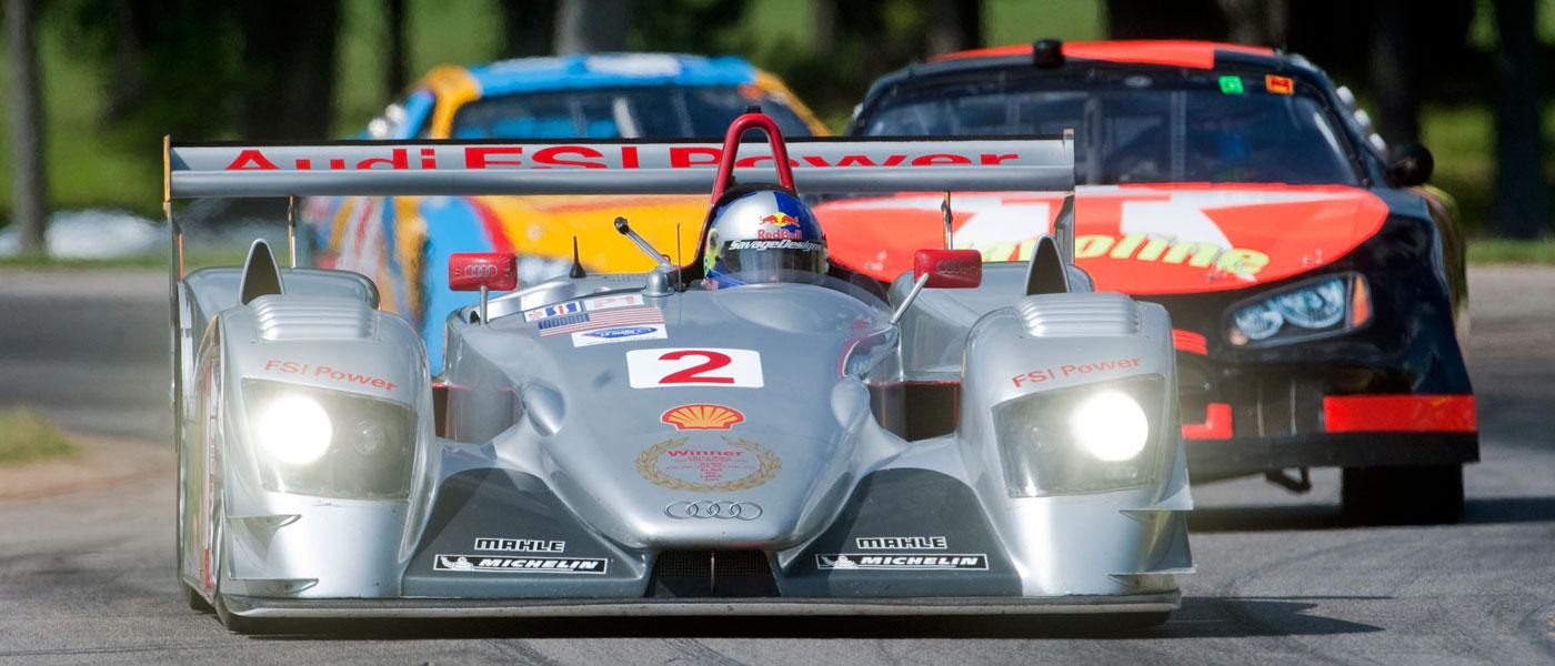 Sportscar Vintage Racing Association (SVRA) cars on track