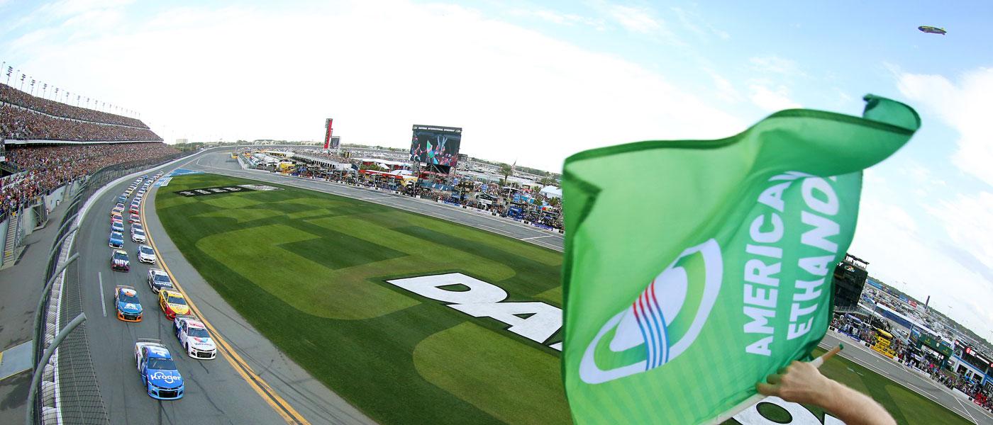  Ricky Stenhouse Jr. leads the field of Monster Energy NASCAR Cup Series Drivers during the 62nd annual Daytona 500 at Daytona International Speedway in Florida.