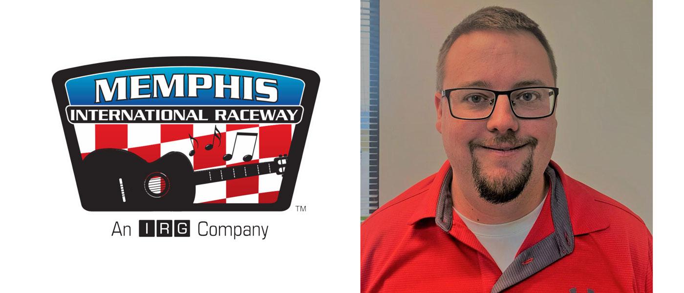 Memphis International Raceway (MIR) logo and headshot of Sam Martin, the new general manager. 