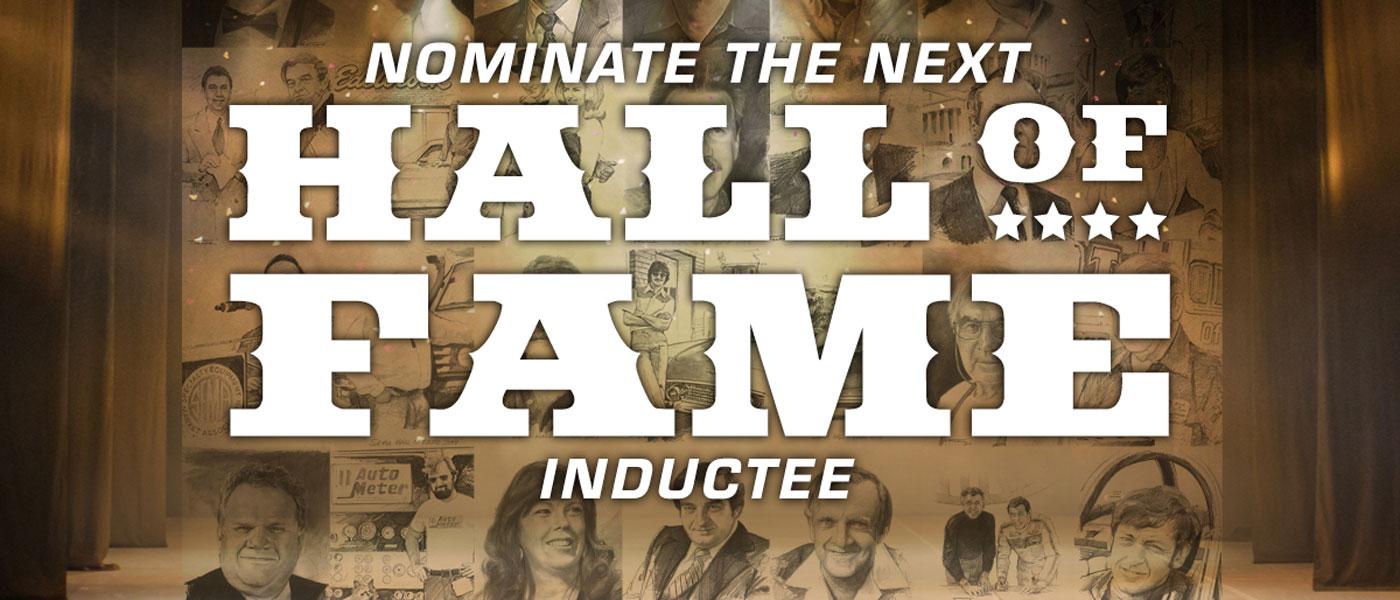 "Nominate The Next Hall Of Fame Inductee" overlaid images of past inductees
