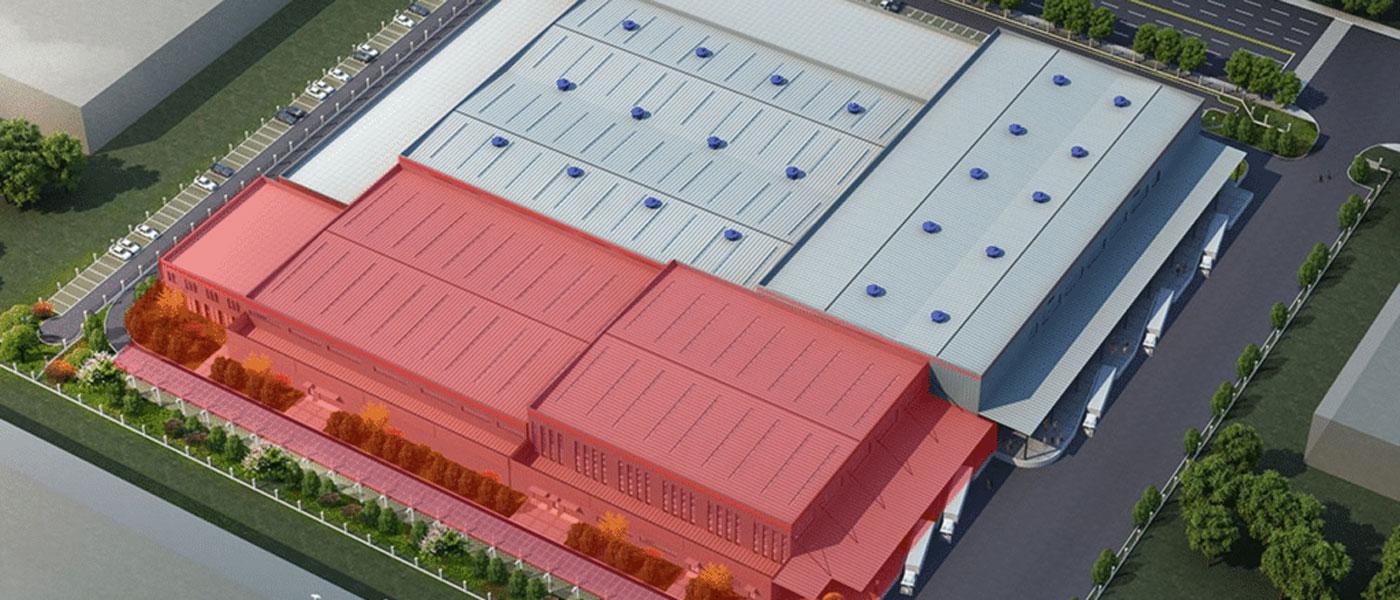 The expansion area of Garrett’s production facility in Wuhan, China, is shaded in red. Photo courtesy of Garret Motion Inc.