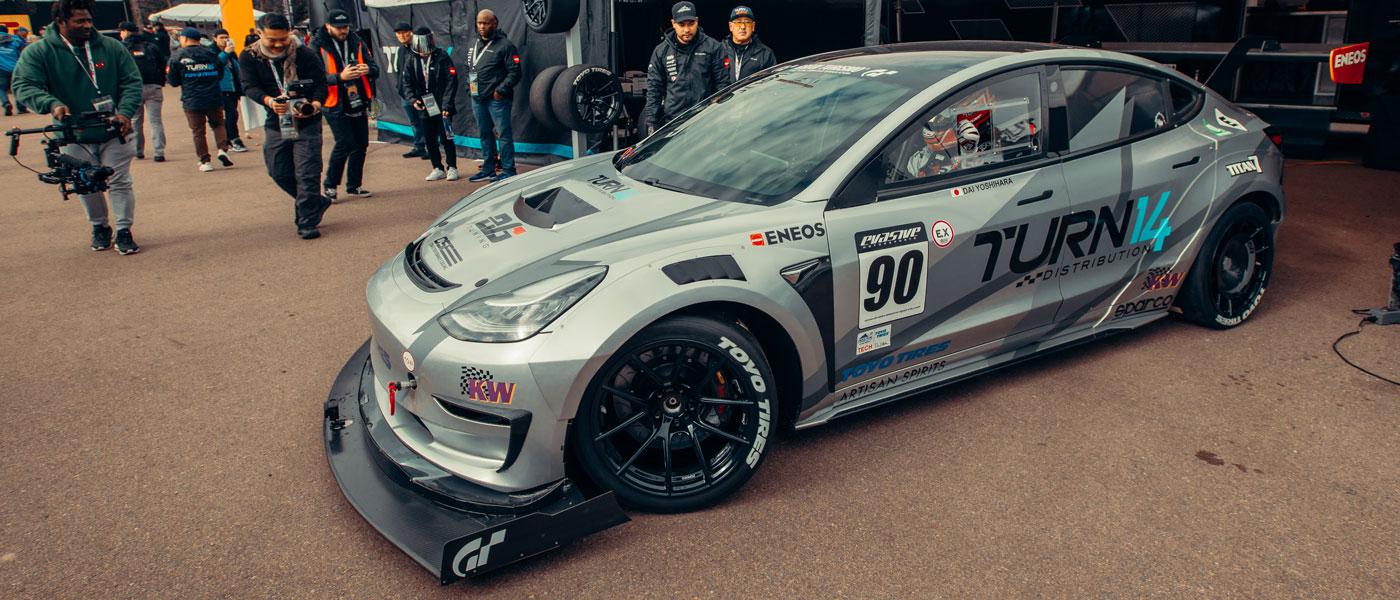 Turn 14 sponsored Tesla Model 3 Performance driven by Dai Yoshihara