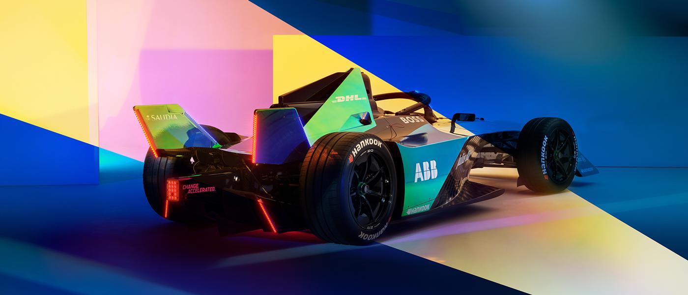 Back view of the third-generation Formula E race car