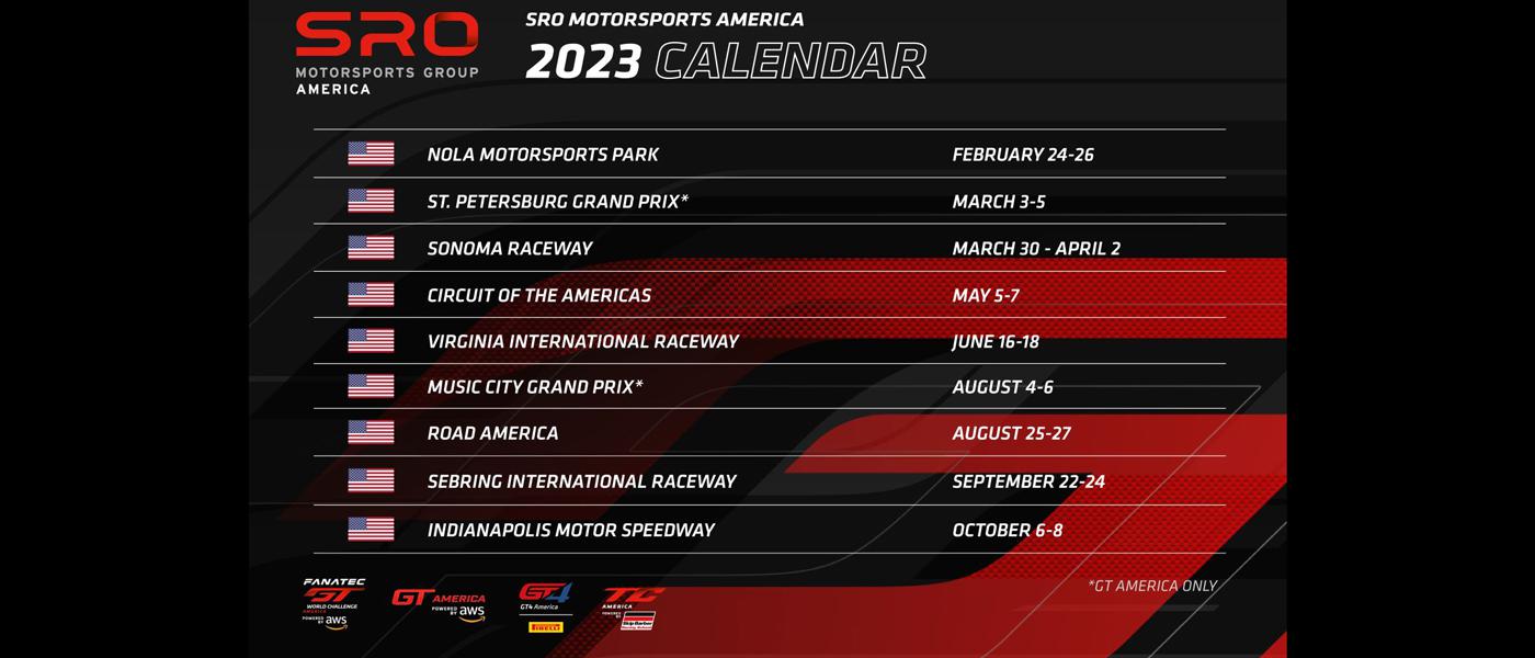 SRO Motorsports America Announces 2023 Race Schedule Performance Racing