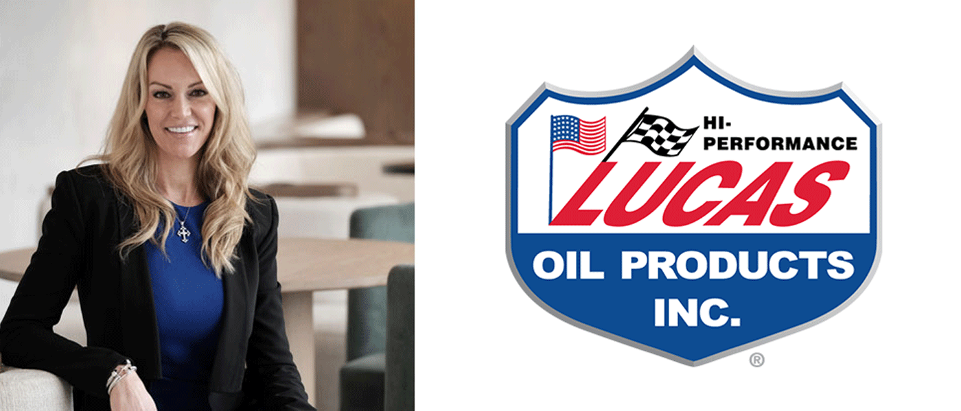 Katie Lucas and Lucas Oil Products logo