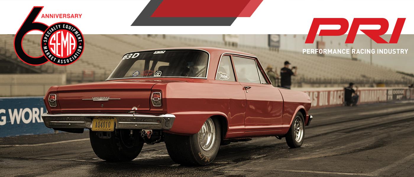 SEMA 60th logo, PRI logo, drag race starting line; Advocacy Alert: Important Legislative Updates From PRI