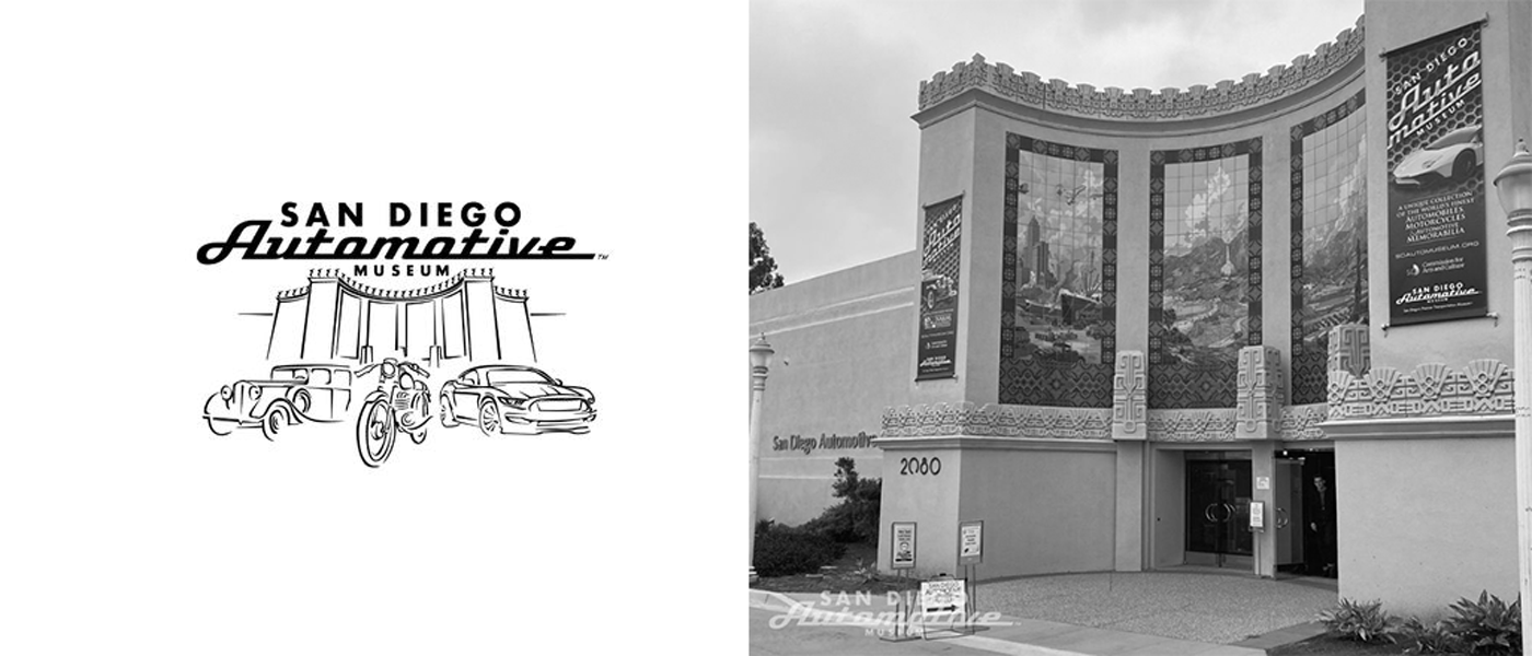 San Diego Automotive Museum logo, facade