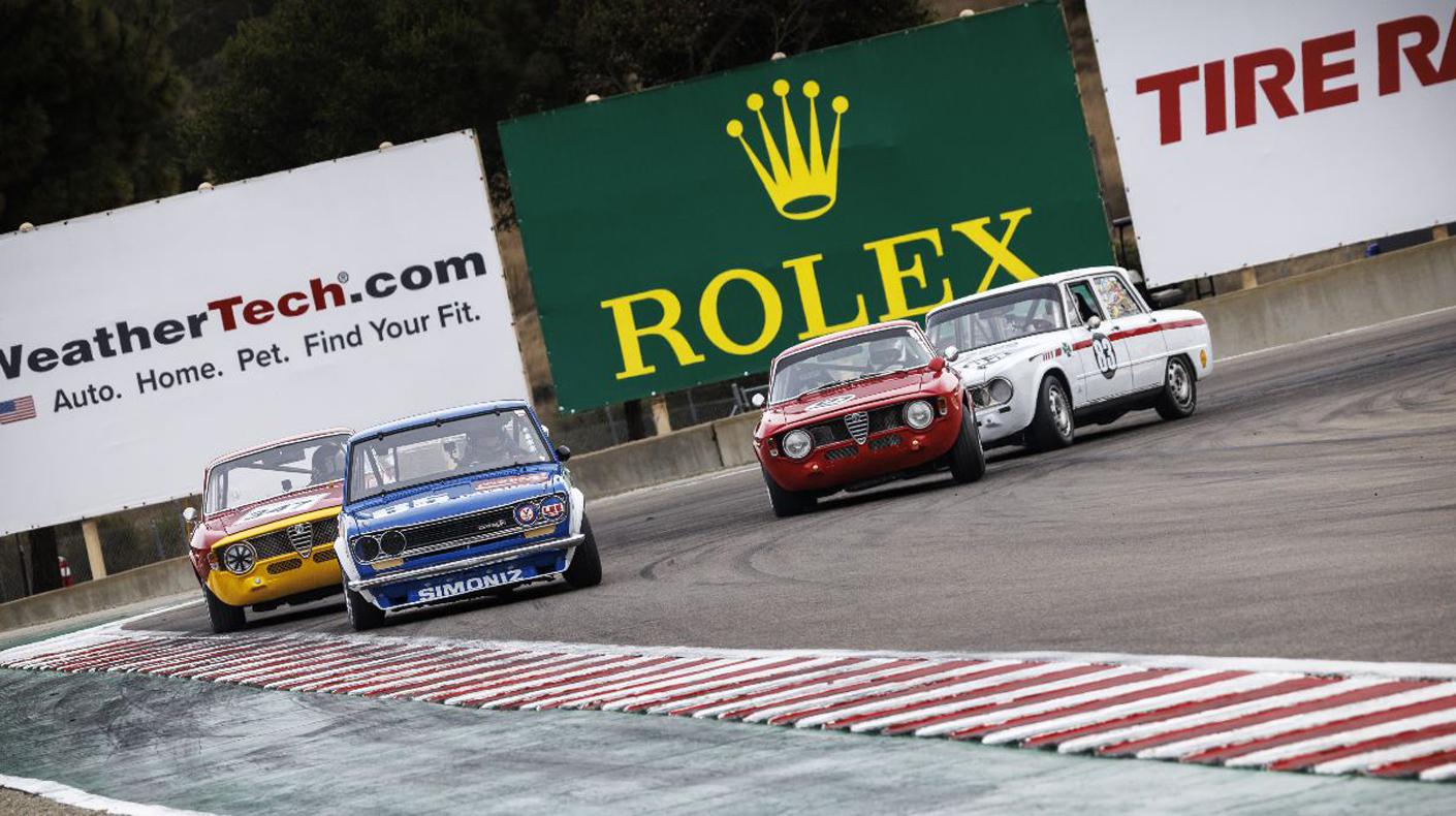 Image of vintage racing vehicles on track at WeatherTech Raceway Laguna Seca.