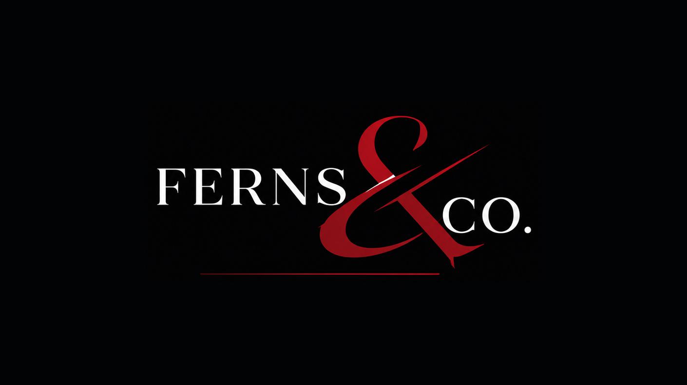 The Ferns & Co. logo on black background.