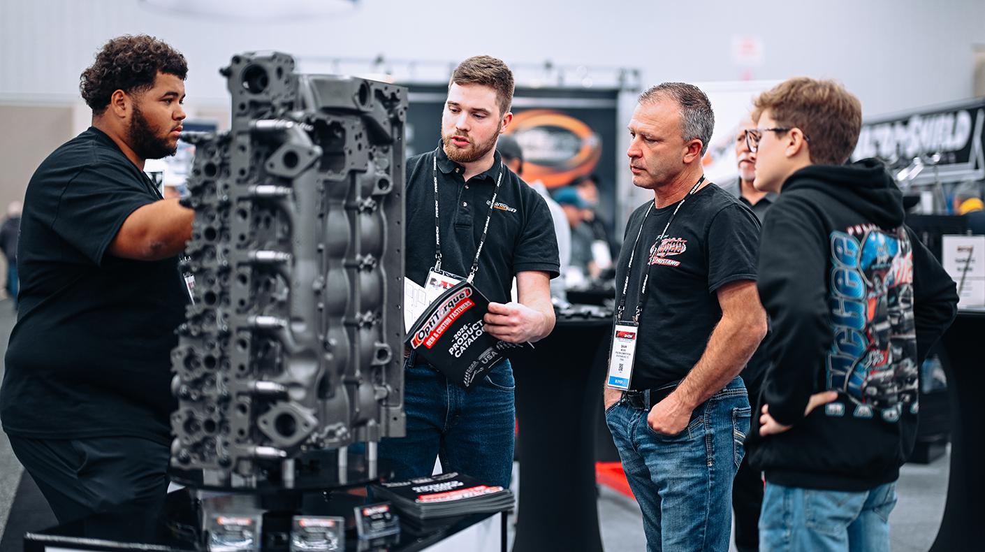 Attendees looking at products at the PRI Show.