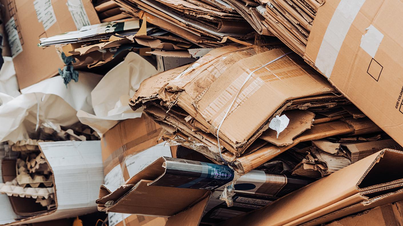 A pile of used cardboard.