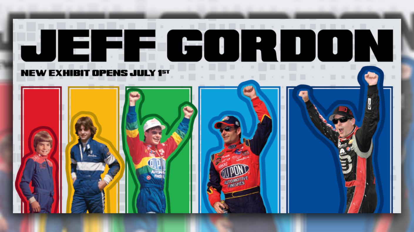 Graphic for the Jeff Gordon exhibit at IMS Museum.