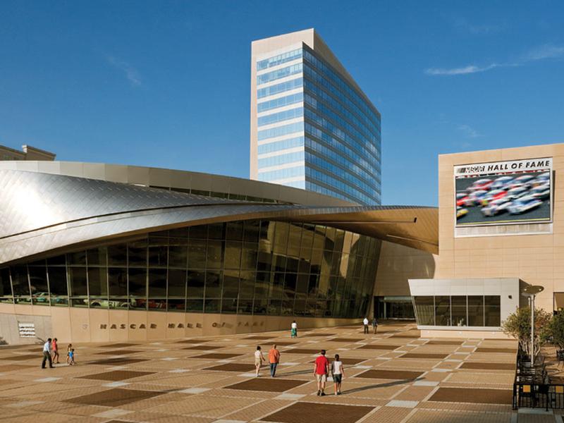 NASCAR Hall of Fame exterior. Photo courtesy of Charlotte Regional Visitors Authority (CRVA)