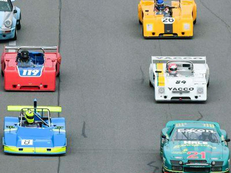 Historic Sportscar Racing (HSR) cars on track