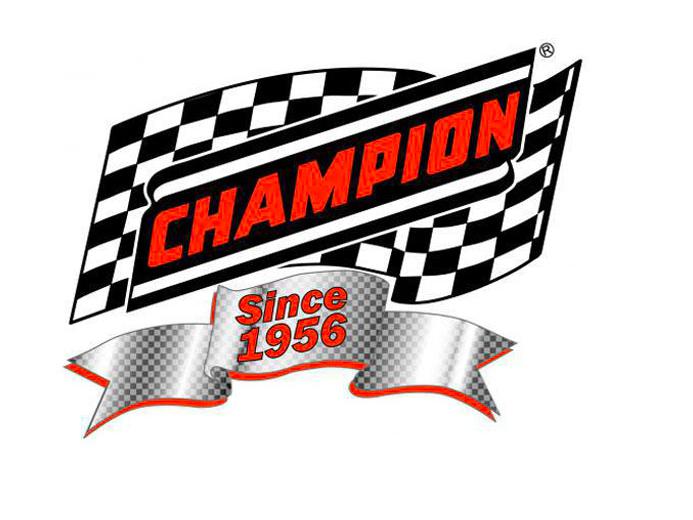 Champion Brands logo, headshot of Scott Baubie in front of Chamipn Oil display of products