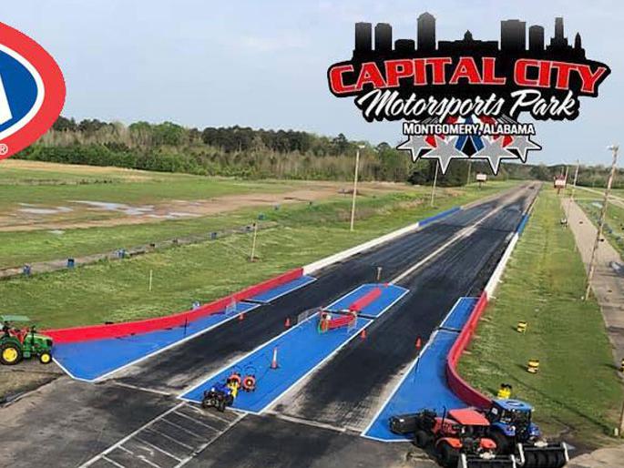 Capital City Motorsports Park drag strip with NHRA Member Track logo