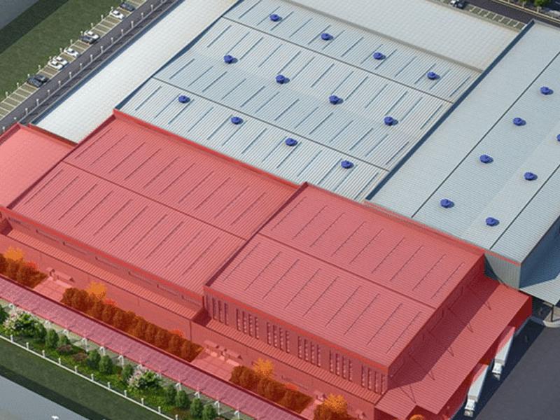 The expansion area of Garrett’s production facility in Wuhan, China, is shaded in red. Photo courtesy of Garret Motion Inc.