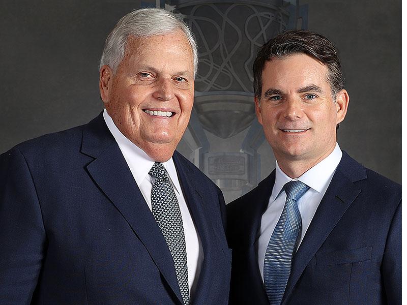 Rick Hendrick and Jeff Gordon, and Hendrick Motorsports logo