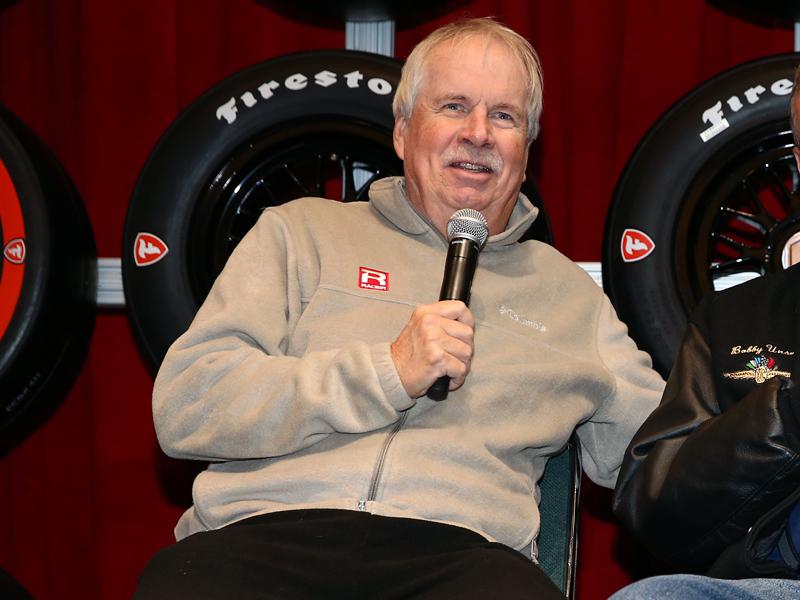 Robin Miller, left, with Bobby Unser, right, at PRI 2016. Photo by Chris Jones courtesy of IndyCar