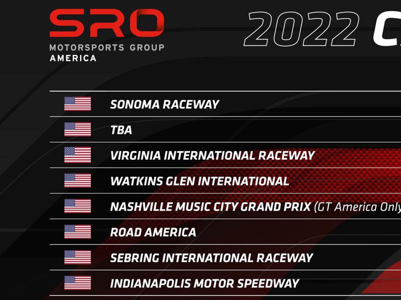 SRO America Series 2022 calendar