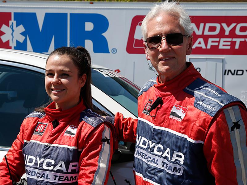 Photo of Dr. Julia Vaizer, left, and Dr. Geoffrey Billows courtesy of IndyCar