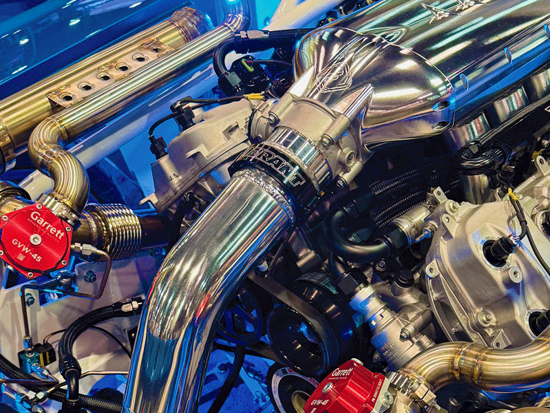 The twin-turno LS engine in Mike Dusold's Camaro