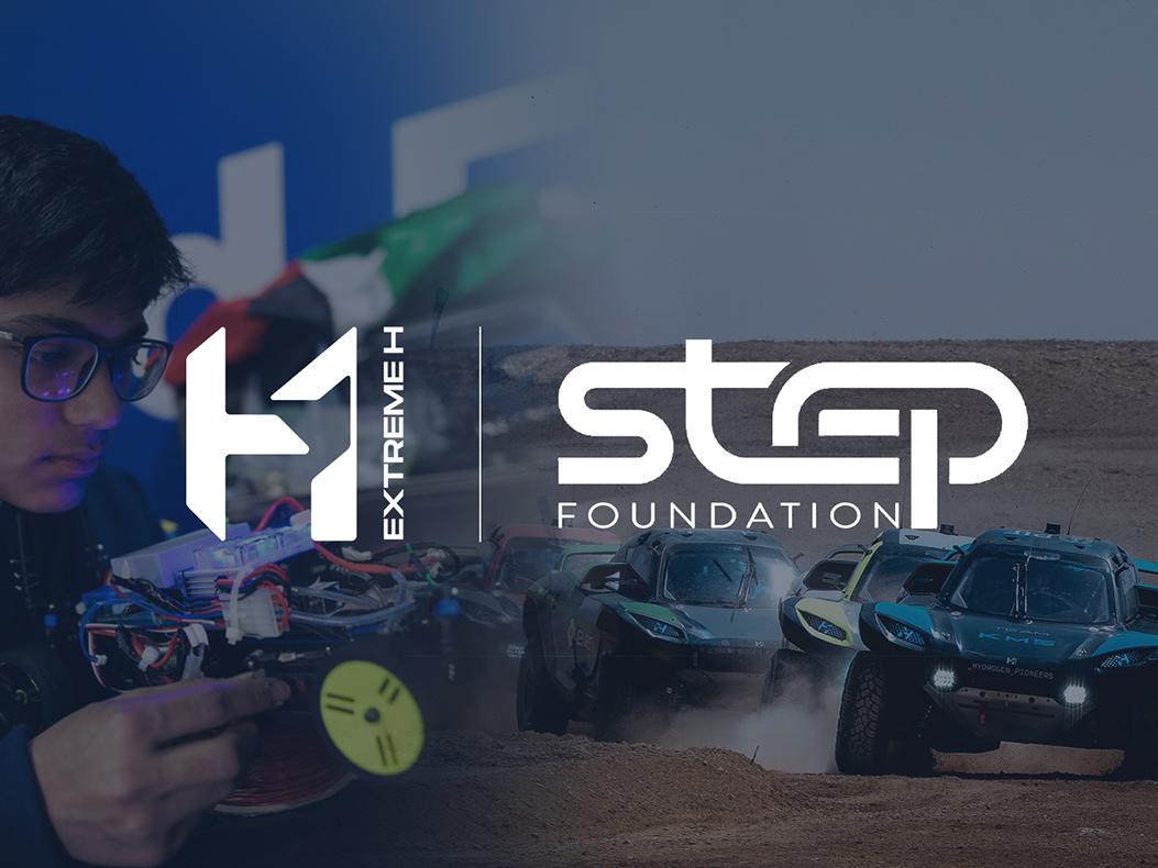 Extreme H and the Step Foundation logos over images of off-road and RC racing.
