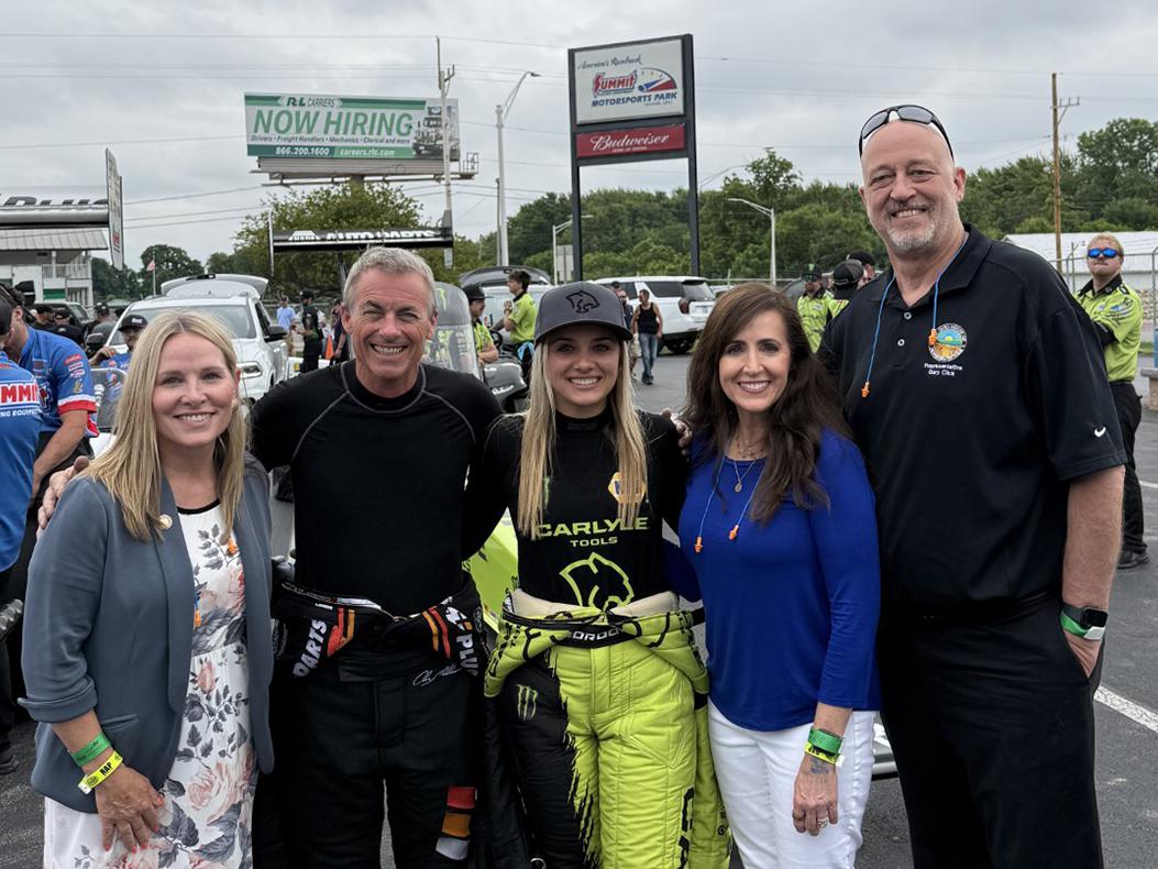 (From left to right) Ohio State Representative Kellie Deeter, Top Fuel Racer Clay Millican, Top Fuel Racer Maddi Gordon, Ohio State Senator Theresa Gavarone, Ohio State Representative Gary Click.
