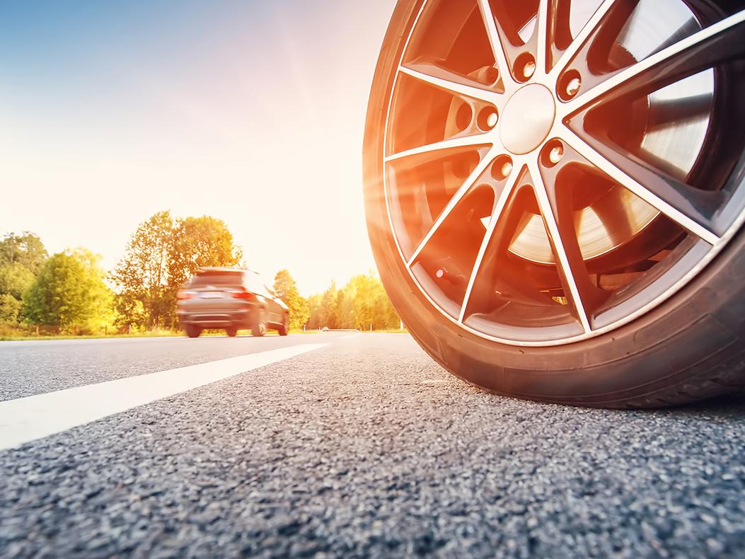 Tire on road
