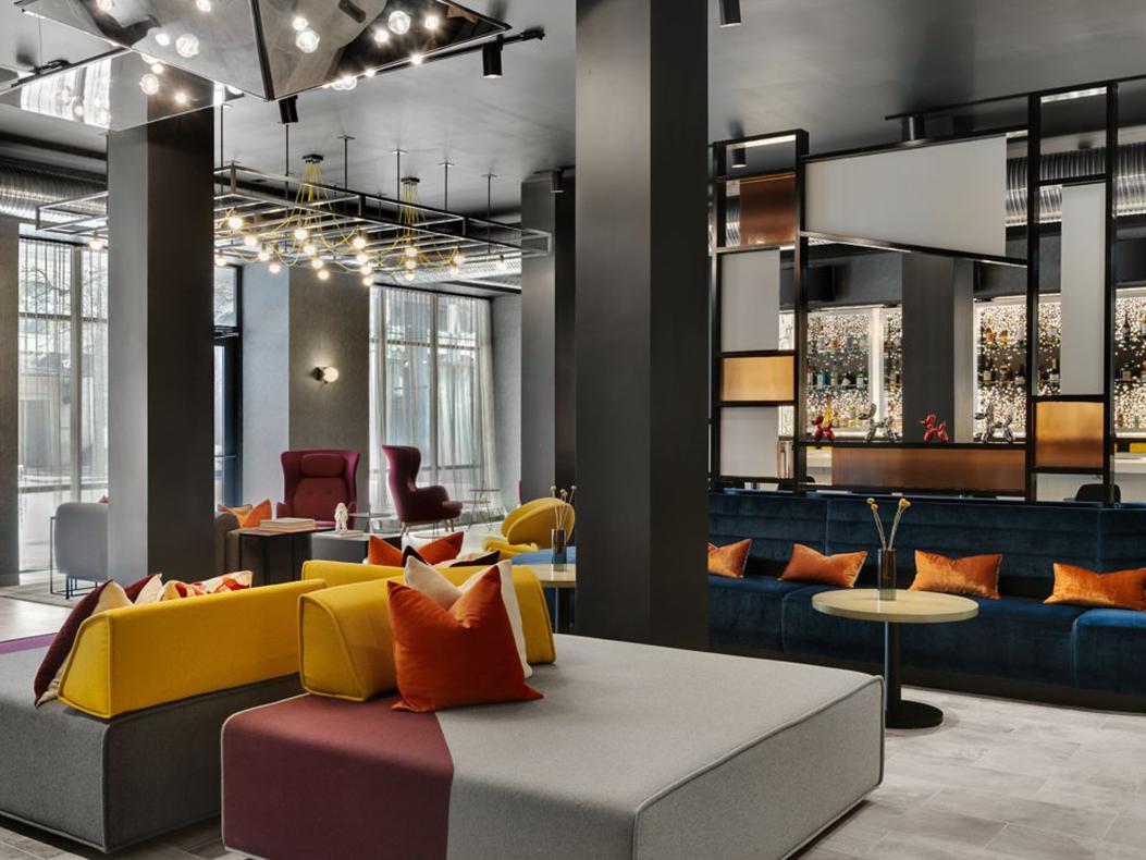 Aloft Indianapolis Downtown lobby.
