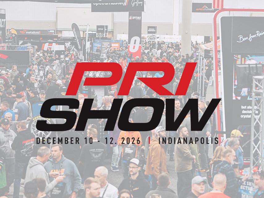 PRI Show logo overlaid trade show floor